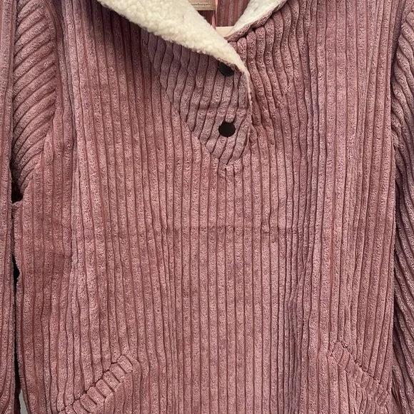 Pink Corduroy With Sherpa Lining Sweatshirt - Picture 3 of 6